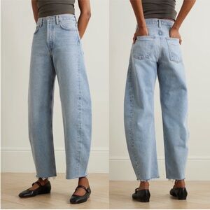 AGOLDE Luna High Rise Pieced Taper Barrel Jeans in Void Light Blue Wash 28